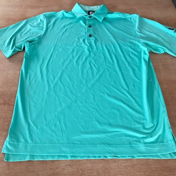 FootJoy Performance Polo Shirt Men L Blue Logo Short Sleeve Athleisure Golf - Picture 1 of 12
